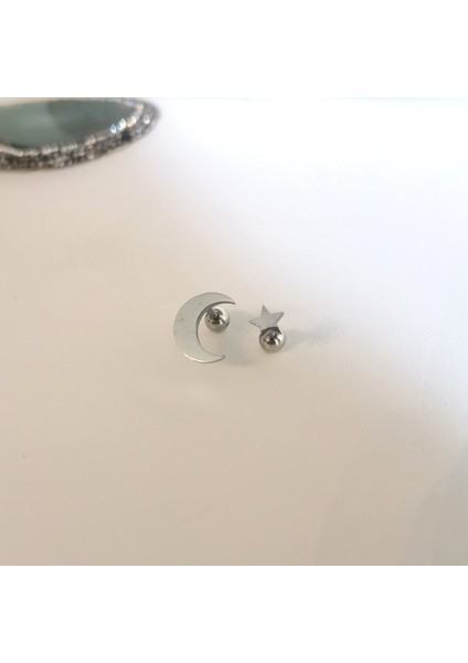 Cerrahi Çelik Ay&yıldız Piercing Set- 2 Adet - 6 mm fiyatları