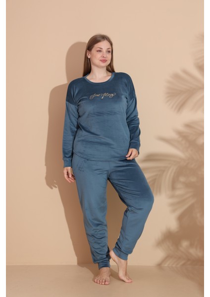 Kadın Kışlık Kadife Battal Pijama Takımı fırsatları