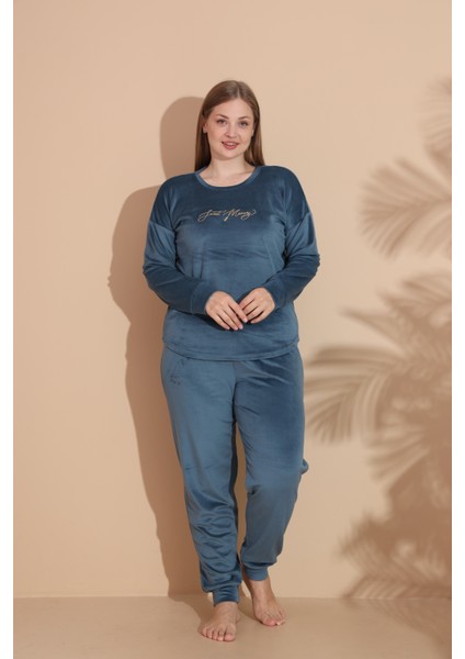 Kadın Kışlık Kadife Battal Pijama Takımı indirimleri