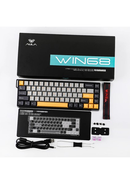 WIN68 He Max Manyetik Klavye Rapid Trigger Wing Chun Switch 8000Hz Rgb Tkl Hot Swap Oyuncu Klavyesi Sarı