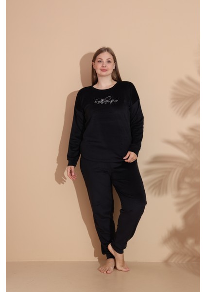 Kadın Kışlık Kadife Battal Pijama Takımı modelleri