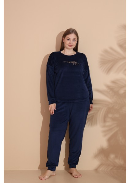 Kadın Kışlık Kadife Battal Pijama Takımı