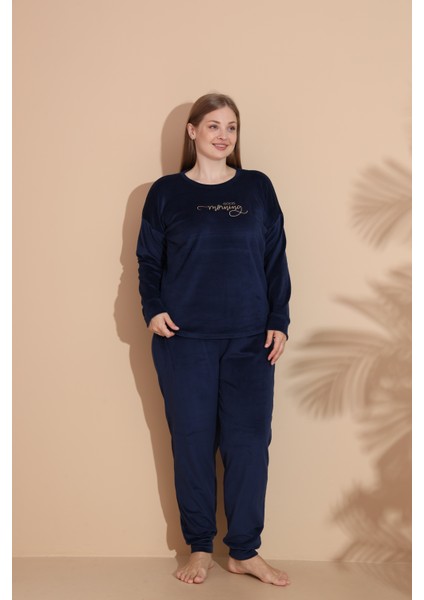 Kadın Kışlık Kadife Battal Pijama Takımı