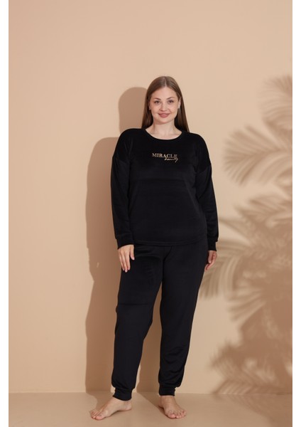 Kadın Kışlık Kadife Battal Pijama Takımı