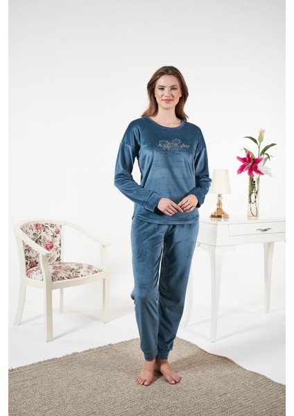 Kadın Kışlık Kadife Pijama Takımı