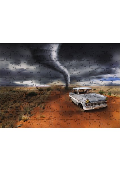 Hortumdan Kaçan Otomobildeki Maymun 120 Parça Puzzle Yapboz Mdf (Ahşap)