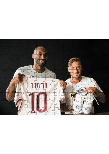 Kobe Bryant ve Totti 120 Parça Puzzle Yapboz Mdf (Ahşap)