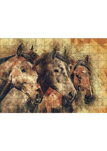 Cakapuzzle Suluboya 3 Kafadar 120 Parça Puzzle Yapboz Mdf (Ahşap)