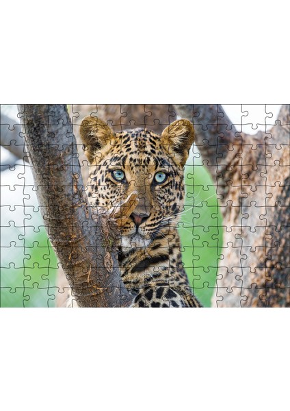 Cakapuzzle Ağaç Dallarında Genç Leopar 120 Parça Puzzle Yapboz Mdf (Ahşap)