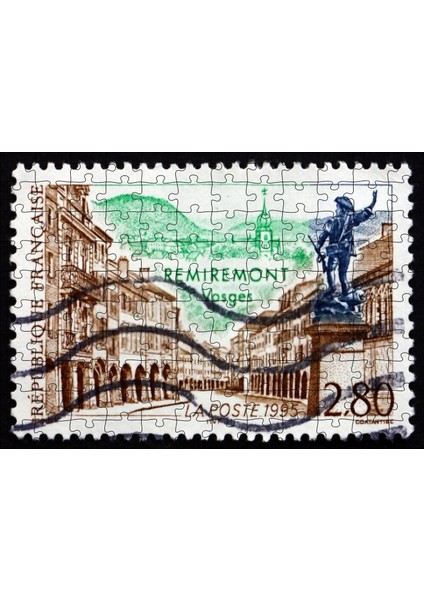 Fransa 1995 Yılına Ait Posta Pulu 120 Parça Puzzle Yapboz Mdf (Ahşap)