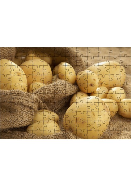 Keten Çuval ve Patatesler 120 Parça Puzzle Yapboz Mdf (Ahşap)