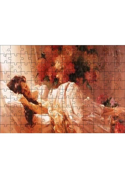 Beyaz Elbiseli Uyuyan Kadın 120 Parça Puzzle Yapboz Mdf (Ahşap)