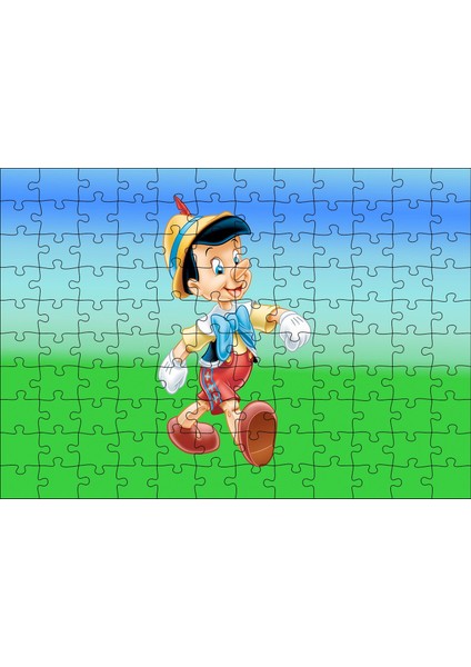 Cakapuzzle Pinokyo Yeşil ve Mavi Arkaplan 120 Parça Puzzle Yapboz Mdf (Ahşap)