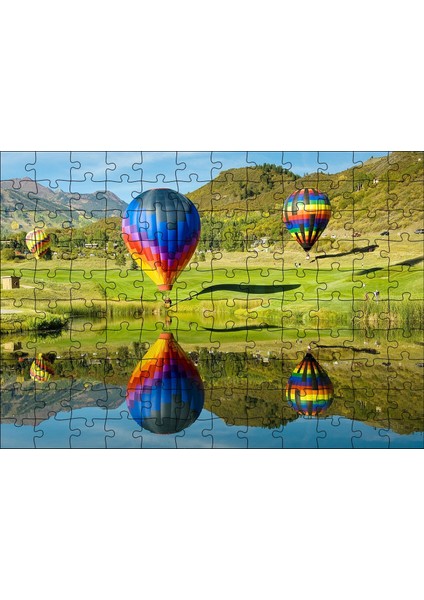 Cakapuzzle Uçan Balon ve Yolcuları Görseli 120 Parça Puzzle Yapboz Mdf (Ahşap)