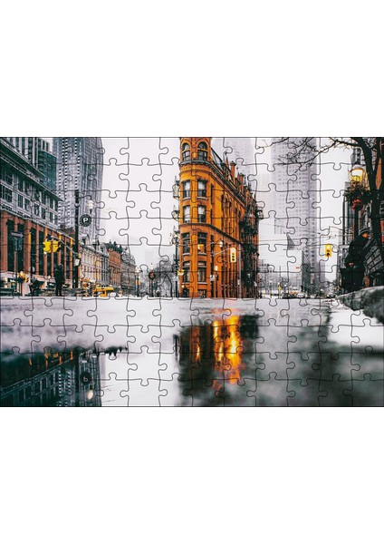Cakapuzzle Yağmurlu Günde Gökdelenler 120 Parça Puzzle Yapboz Mdf (Ahşap)