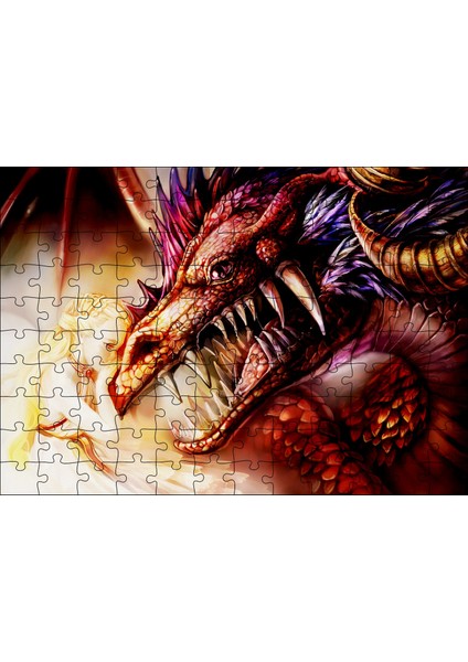 Cakapuzzle Ejderha ve Sarı Saçlı Kız 120 Parça Puzzle Yapboz Mdf (Ahşap)