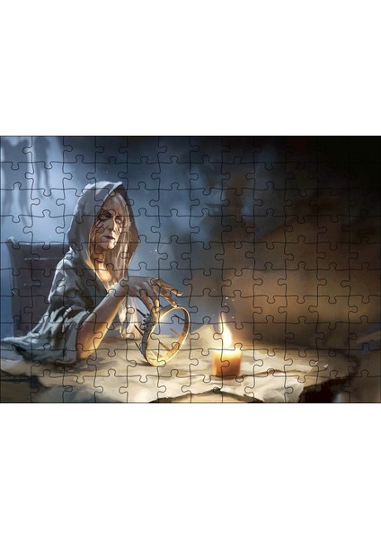 Cakapuzzle Mum Işığında Büyü Yapan Cadı 120 Parça Puzzle Yapboz Mdf (Ahşap)
