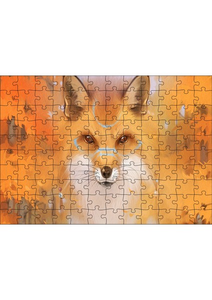 Cakapuzzle Kahverengi Beyaz Tilki ve Arkaplanda Ağaçlar 120 Parça Puzzle Yapboz Mdf (Ahşap)