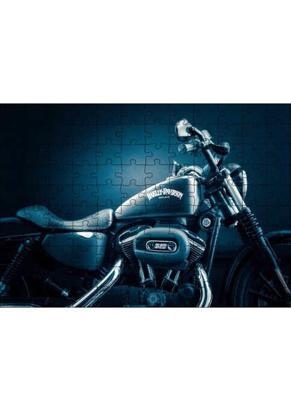 Cakapuzzle Harley Davidson Siyah Klasik Karanlık Mod 120 Parça Puzzle Yapboz Mdf (Ahşap)