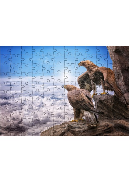 Cakapuzzle Kayalıklardan Yeryüzünü Izleyen Kartallar ve Bulutlar 120 Parça Puzzle Yapboz Mdf (Ahşap)