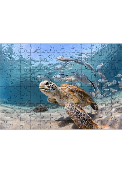 Cakapuzzle Sevimli Caretta ve Ton Balıkları 120 Parça Puzzle Yapboz Mdf (Ahşap)