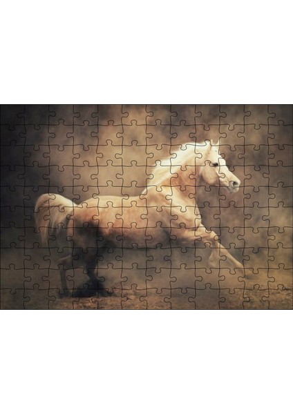 Cakapuzzle Sarı Renk Koşan At Görseli 120 Parça Puzzle Yapboz Mdf (Ahşap)