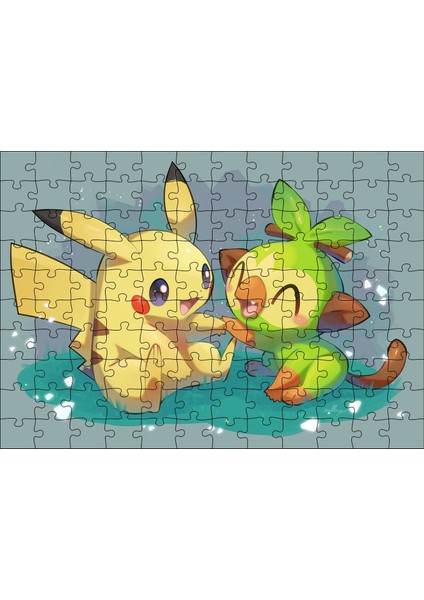 Cakapuzzle Pikaçu ve Sevimli Arkadaşı 120 Parça Puzzle Yapboz Mdf (Ahşap)