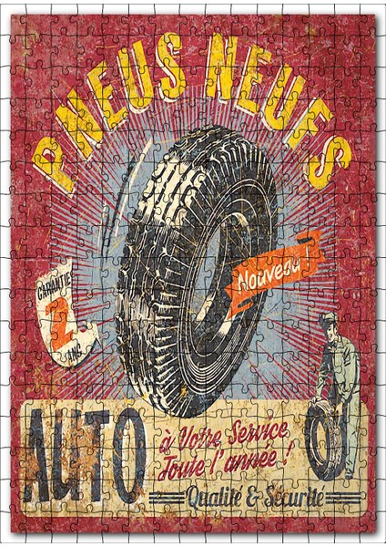 Otomobil Lastik Afişi Görseli 255 Parça Puzzle Yapboz Mdf (Ahşap)