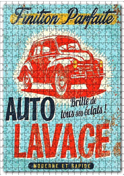 Geçmişten Otomobil Yarışı Görseli 120 Parça Puzzle Yapboz Mdf (Ahşap)