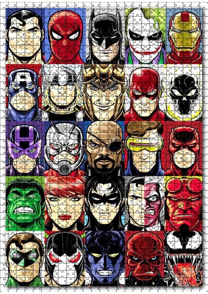 Çizgi Film Karekter ve Kahramanları Görseli 1000 Parça Puzzle Yapboz Mdf (Ahşap)