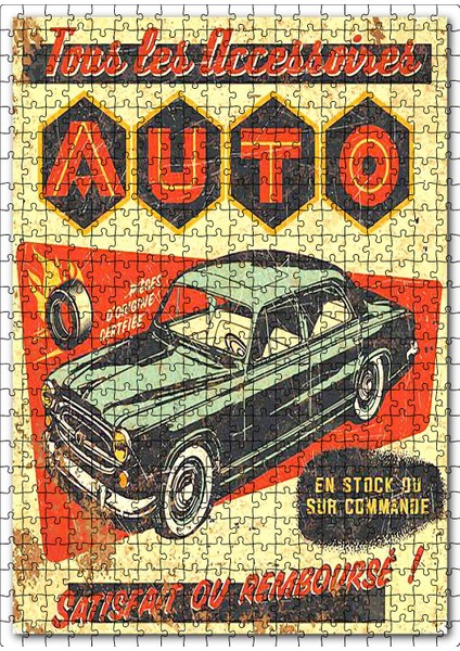 Otomobil Satış Afişi Görseli 120 Parça Puzzle Yapboz Mdf (Ahşap)
