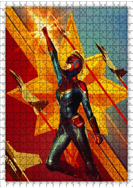 Uçaklar Yarışan Kaptan Marvel 120 Parça Puzzle Yapboz Mdf (Ahşap)