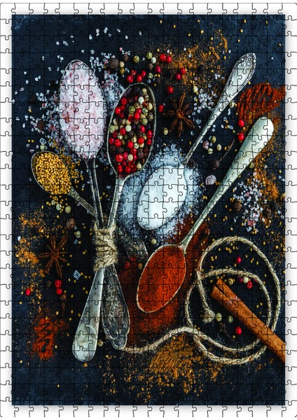 Kaşıklarda Baharatlar 120 Parça Puzzle Yapboz Mdf (Ahşap)