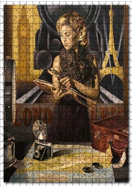 Seyahat Planı Yapan Kadın 120 Parça Puzzle Yapboz Mdf (Ahşap)