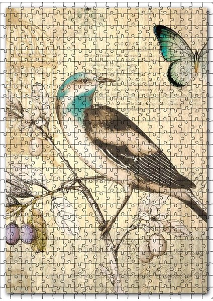 Mektup Kuş Kelebek Baskılı Görsel 120 Parça Puzzle Yapboz Mdf (Ahşap)