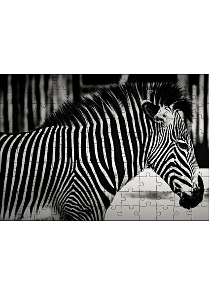 Benzersiz Deseniyle Zebra Yakın Çekim 120 Parça Puzzle Yapboz Mdf (Ahşap)