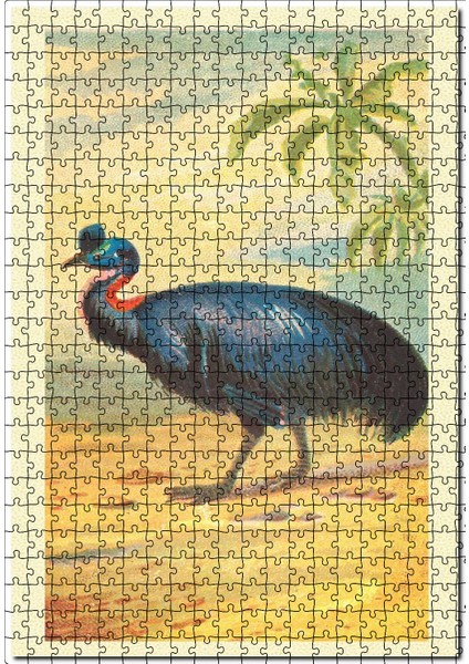 Cassowary ve Kuş Görseli 120 Parça Puzzle Yapboz Mdf (Ahşap)