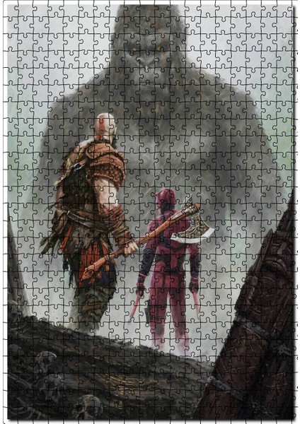 Savaş Tanrısı Kratos Kral Kong Gözüpek 120 Parça Puzzle Yapboz Mdf (Ahşap)