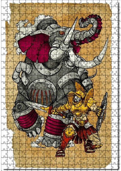 Ilütrasyon Fil Şovalye 120 Parça Puzzle Yapboz Mdf (Ahşap)