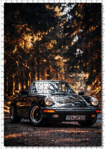 Porsche 911 Cabrio ve Orman Yolu 120 Parça Puzzle Yapboz Mdf (Ahşap)