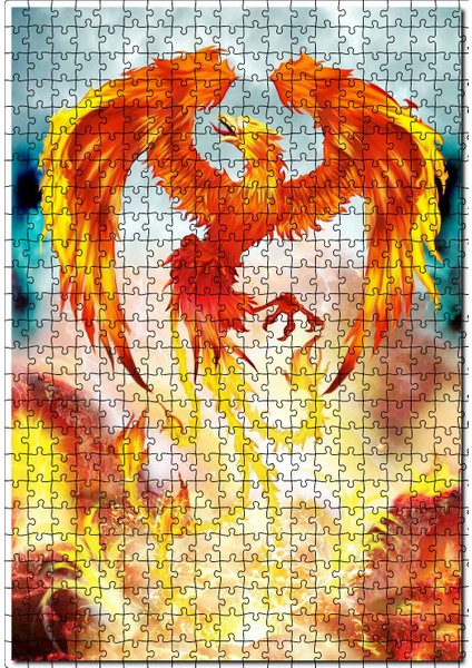 Anka Kuşu Fantezi Sanatı Afişi 120 Parça Puzzle Yapboz Mdf (Ahşap)