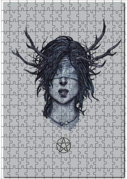 Gözleri Kapalı Minimalist Anime Adam Görsel 255 Parça Puzzle Yapboz Mdf (Ahşap)