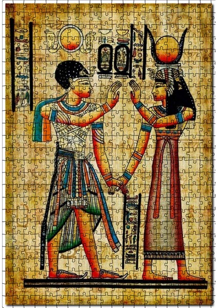 Antik Mısır Papyrus Thema Görseli 120 Parça Puzzle Yapboz Mdf (Ahşap)