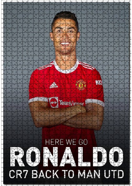 Cristano Ronaldo Tekrar Manu'da Görseli 1000 Parça Puzzle Yapboz Mdf (Ahşap)