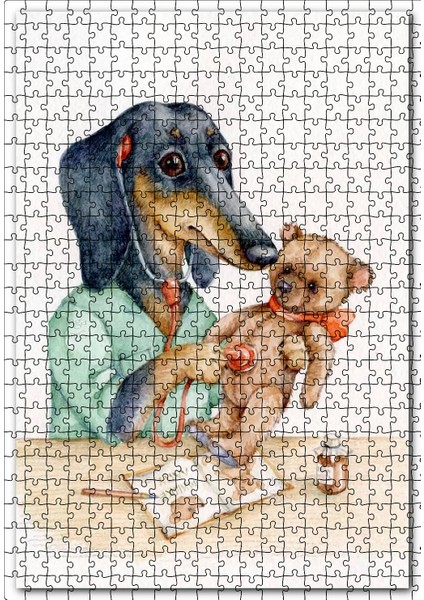 Sevimli Köpek Oyuncak Ayısı Kalbi Dinliyor 120 Parça Puzzle Yapboz Mdf (Ahşap)