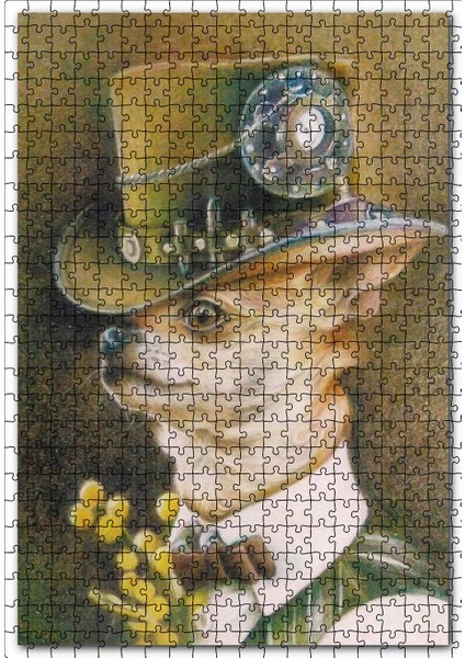 Silindir Şapkalı ve Papyonlu Şivava Köpek 120 Parça Puzzle Yapboz Mdf (Ahşap)