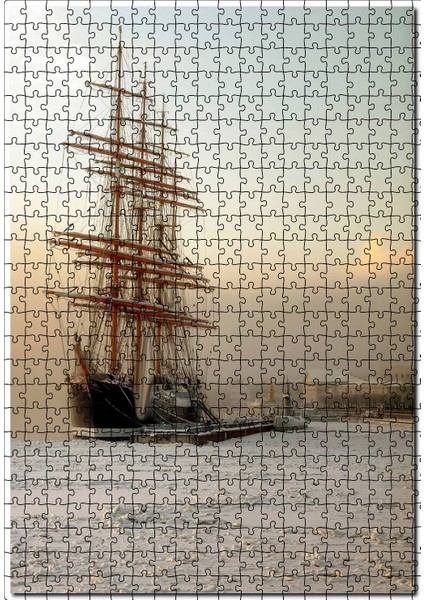 Yelkenli Gemi Doğa Buzdağı 120 Parça Puzzle Yapboz Mdf (Ahşap)