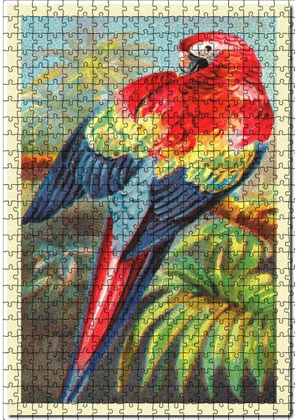 Kırmızı ve Mavi Amerika Papağanı 120 Parça Puzzle Yapboz Mdf (Ahşap)