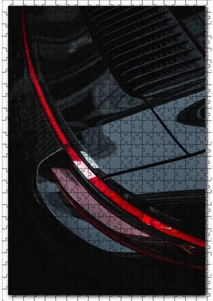 Siyah Porsche Spor Araba Arka Detay 120 Parça Puzzle Yapboz Mdf (Ahşap)