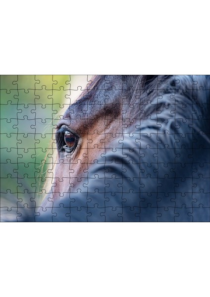 Kahverengi At Gözü Arkadan Yakın Çekim 120 Parça Puzzle Yapboz Mdf (Ahşap)
